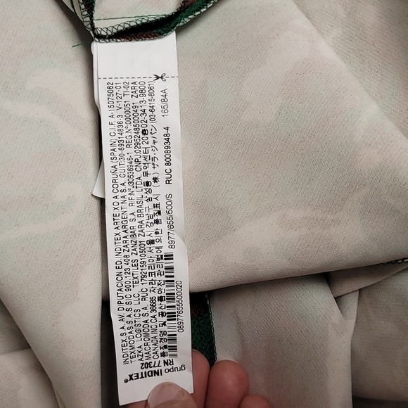 Zara Green Printed Slit Midi Night Out Dress Size Small - Picture 10 of 15